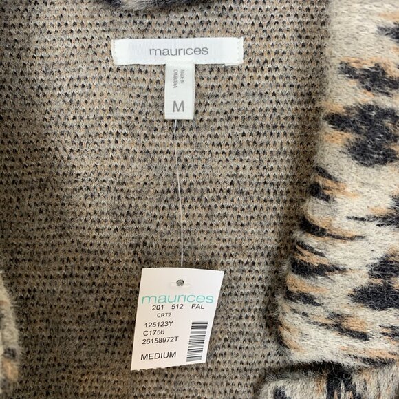 Maurices Womens M NEW Faux Fur Coat Jacket Blazer Animal Print Mobwife Old Money - Picture 2 of 15